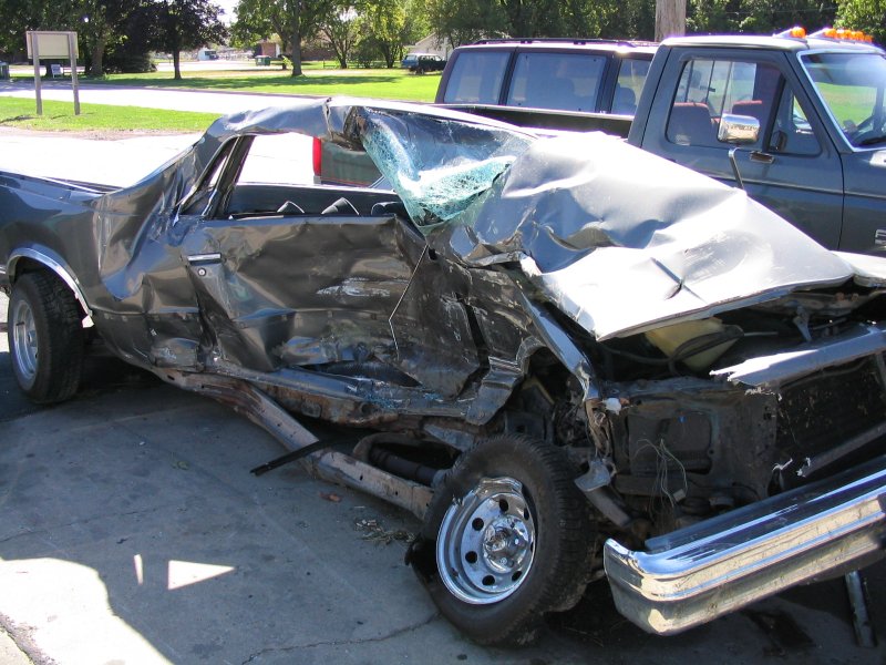 A badly wrecked car declared a total loss after an accident
