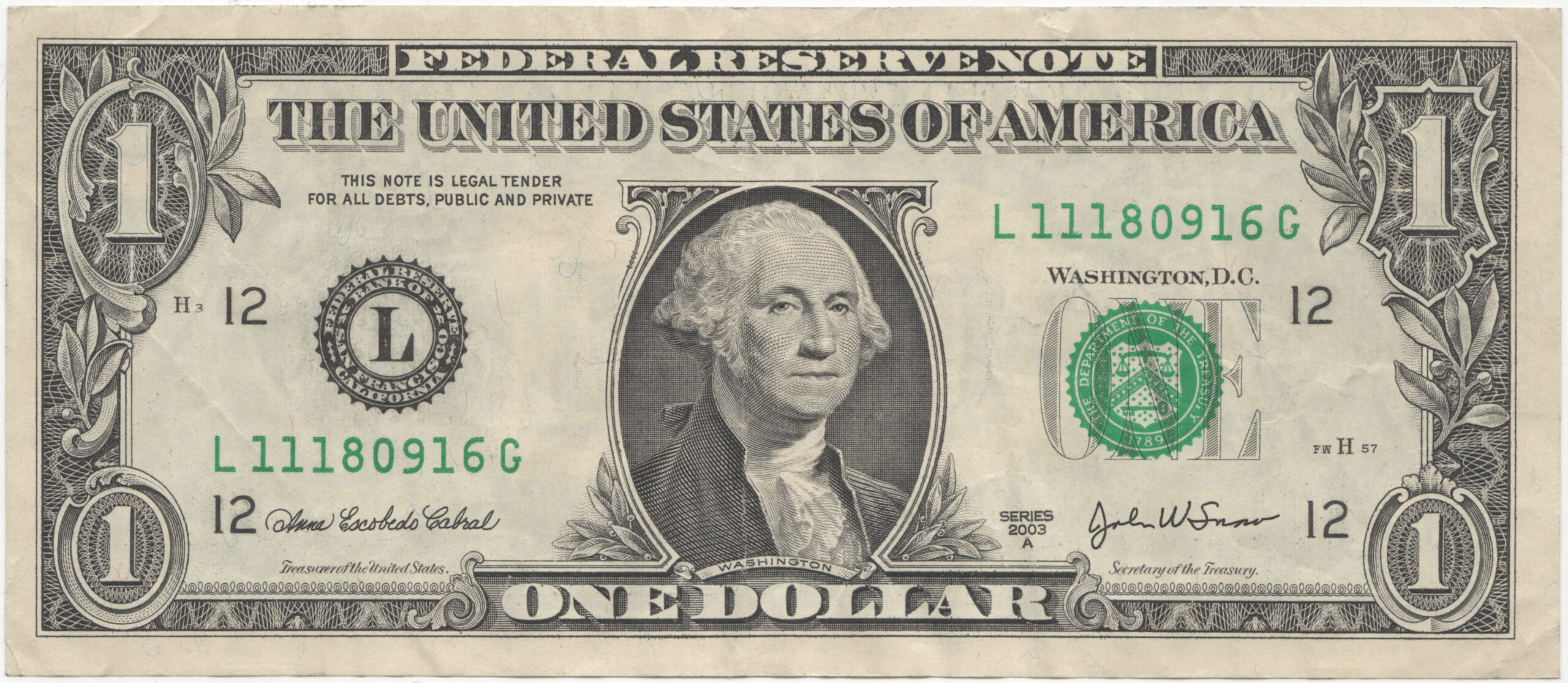 US dollar bill representing a car accident settlement offer