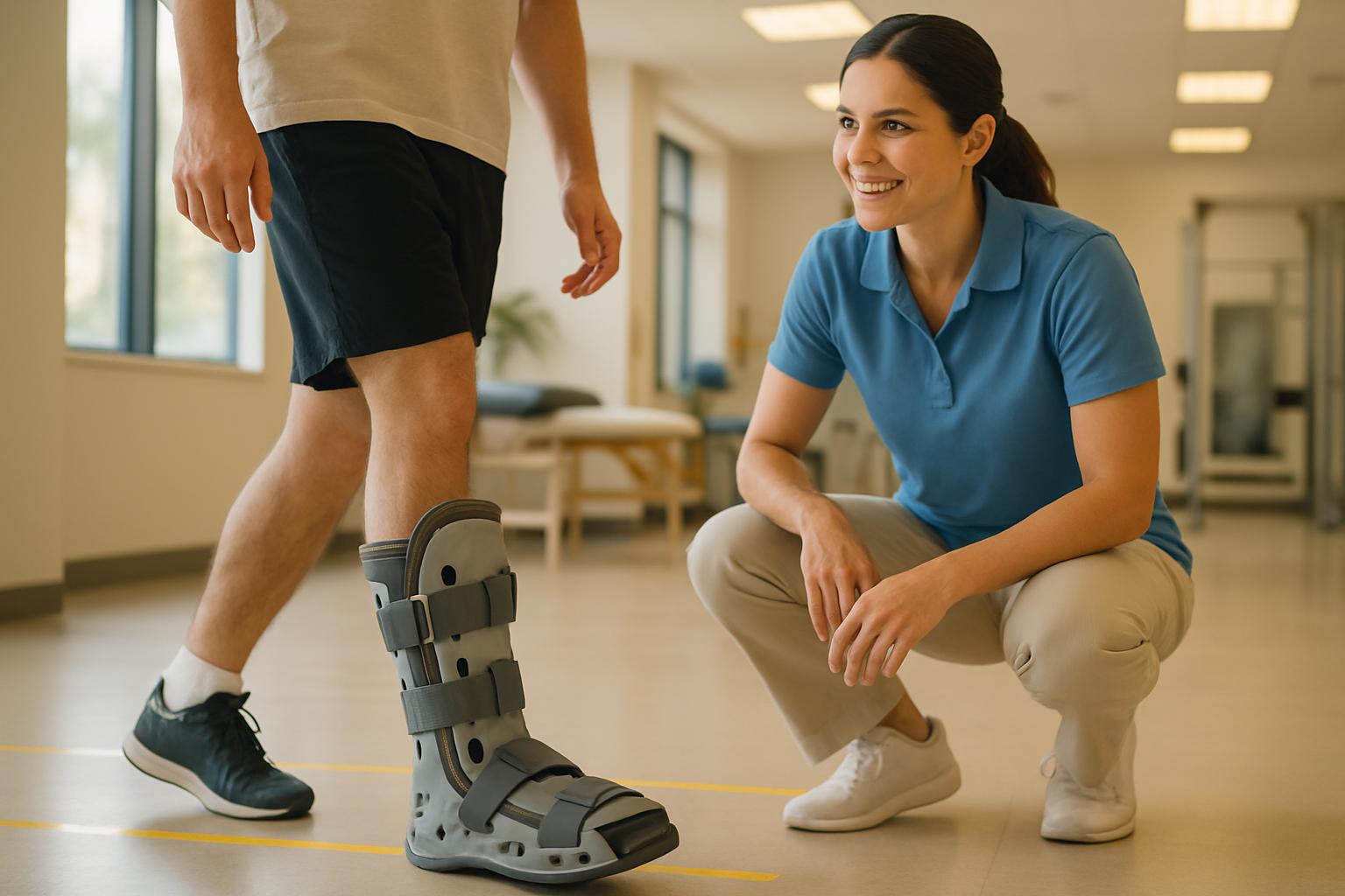 Ankle injury rehabilitation with a walking boot