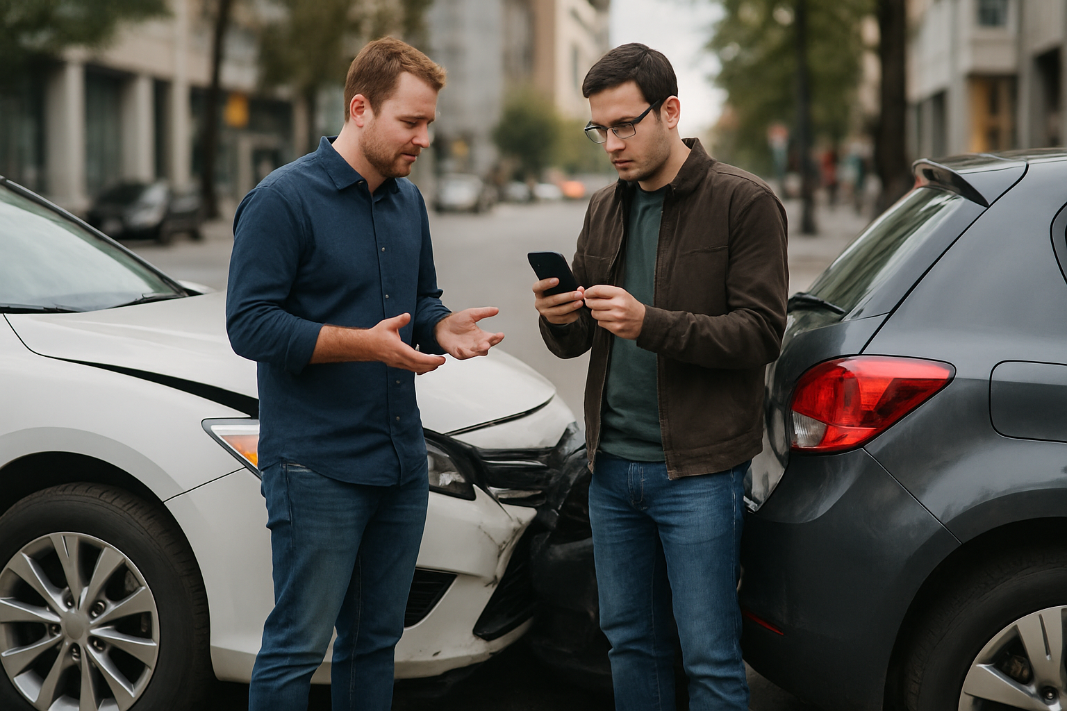Drivers exchanging information after a car accident