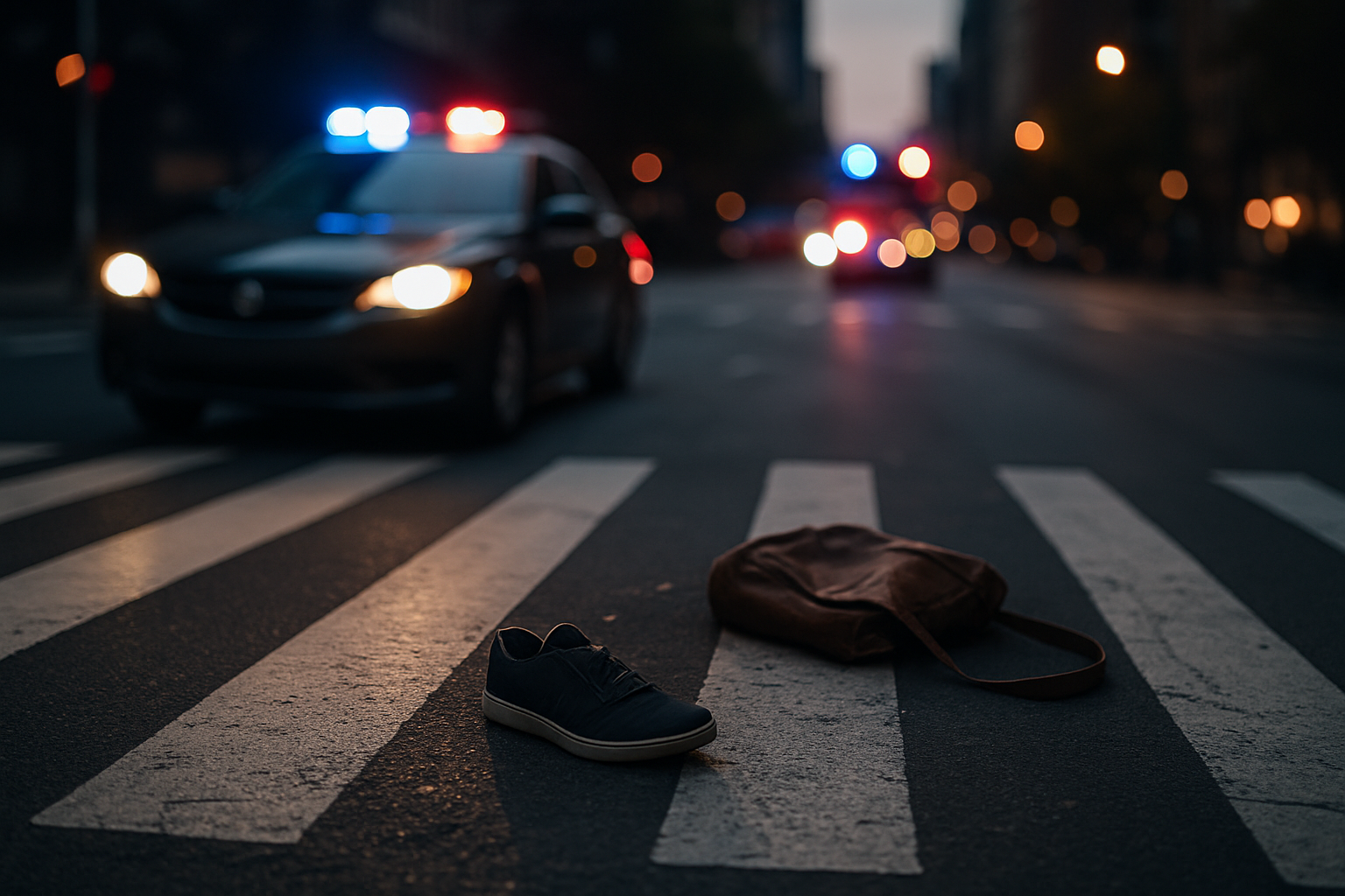 City crosswalk after a pedestrian accident