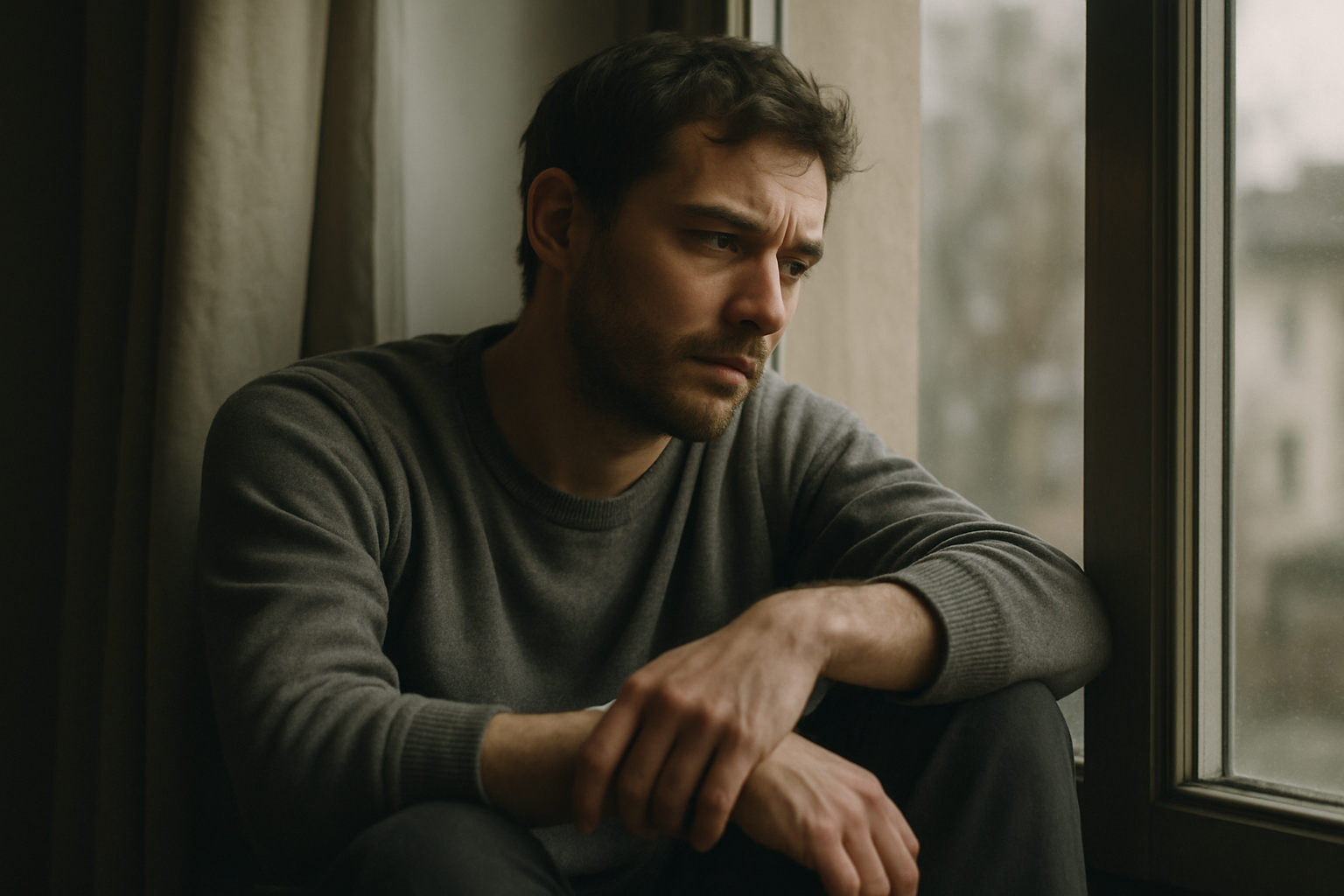 Person coping with emotional trauma after a car accident