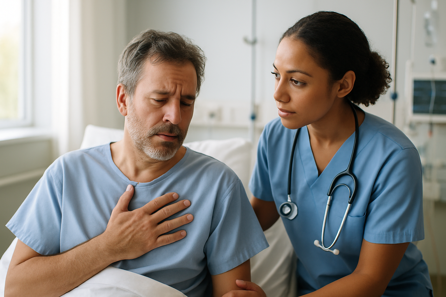 Patient recovering from rib fractures in hospital