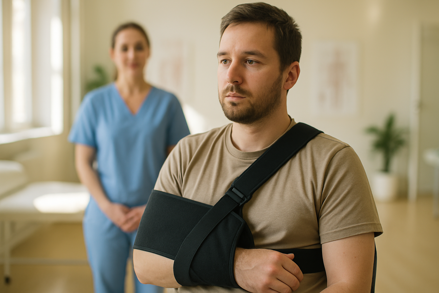 Shoulder injury recovery with a sling