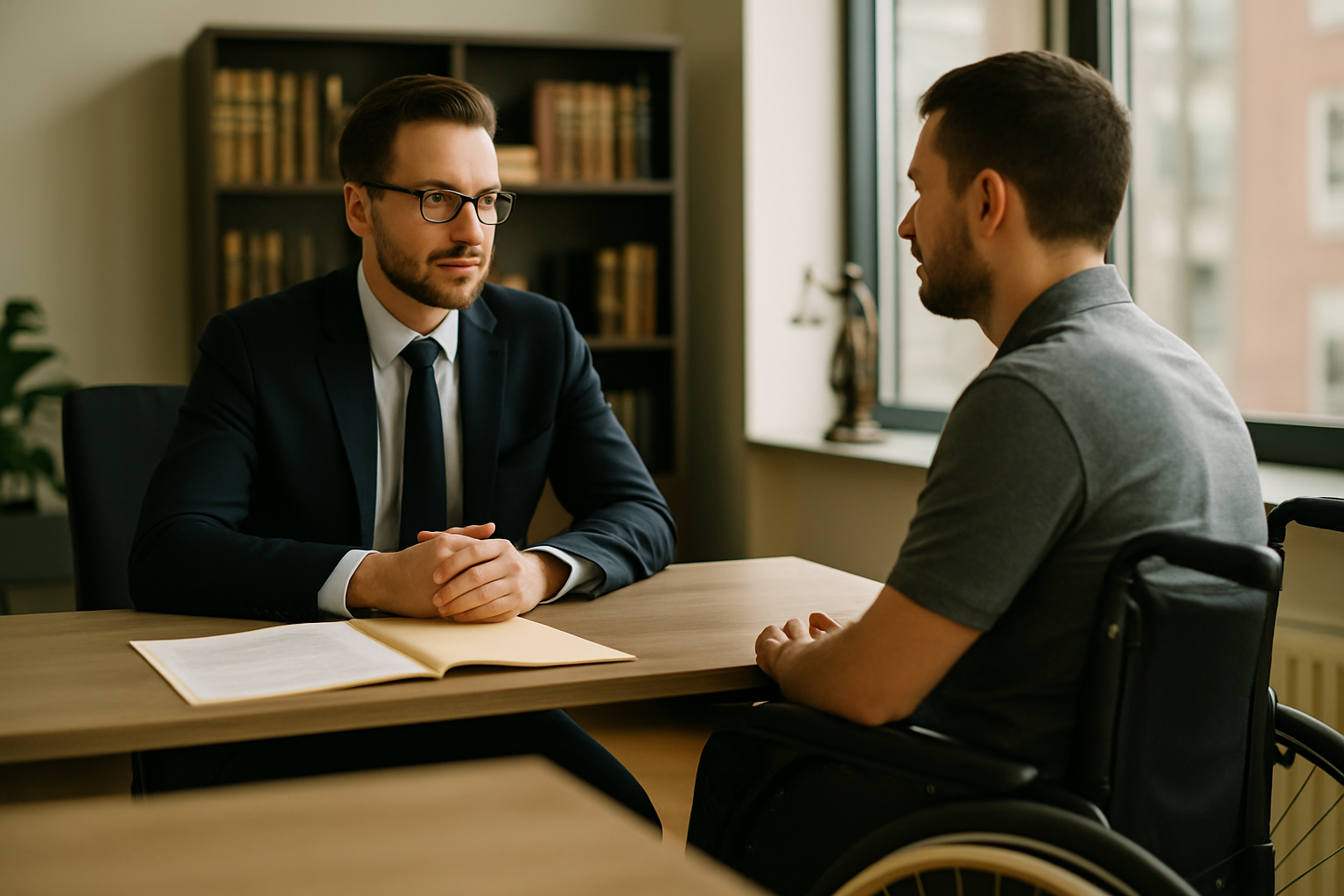 Spinal cord injury victim consulting a lawyer