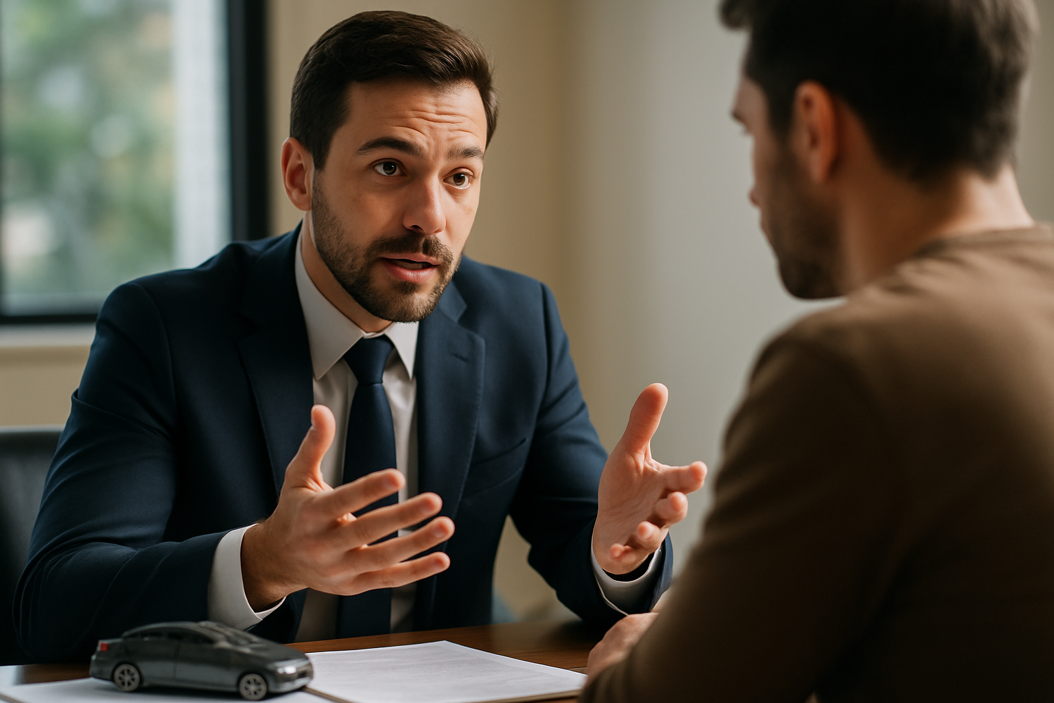 Lawyer explaining a case to a client