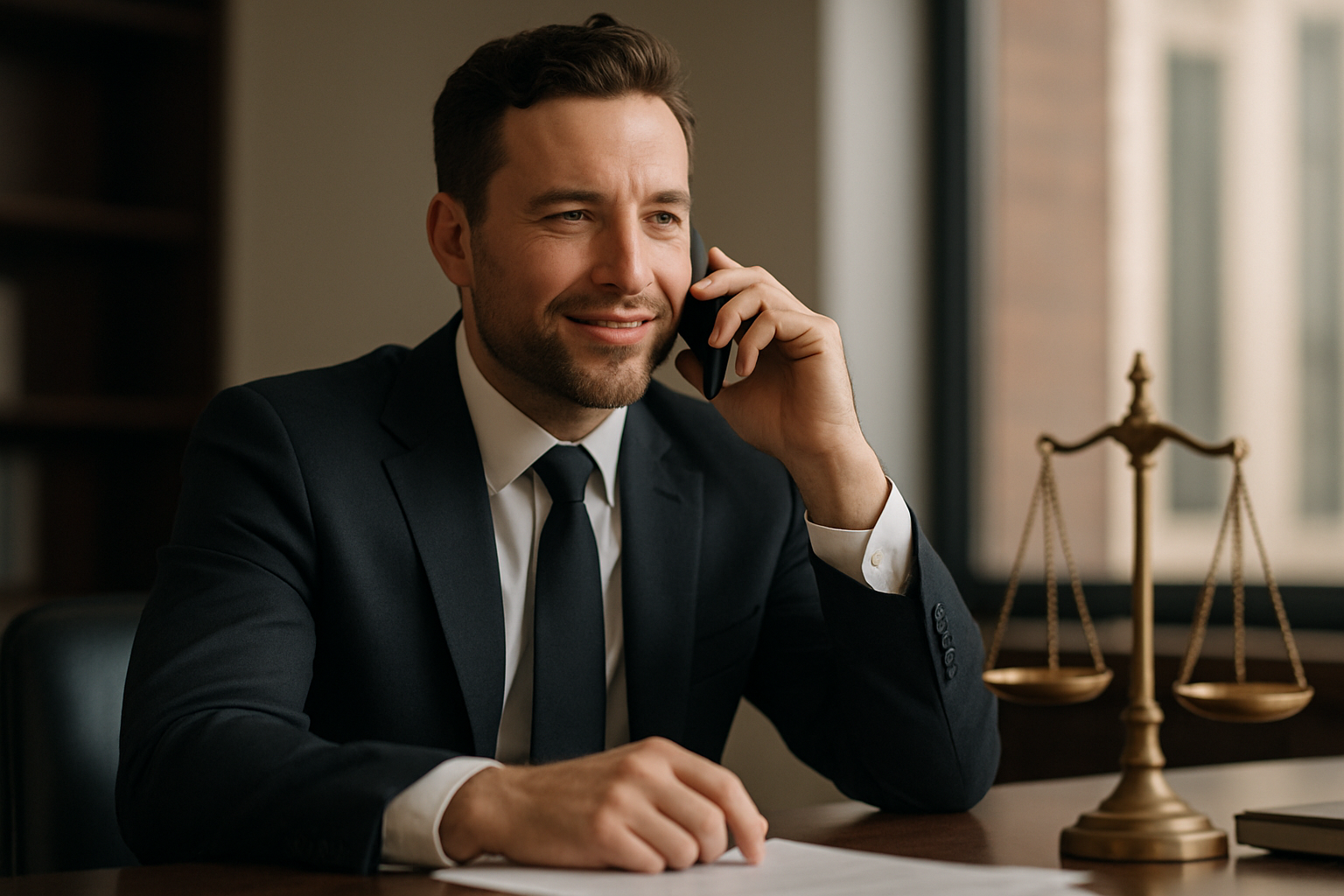 Lawyer on the phone negotiating
