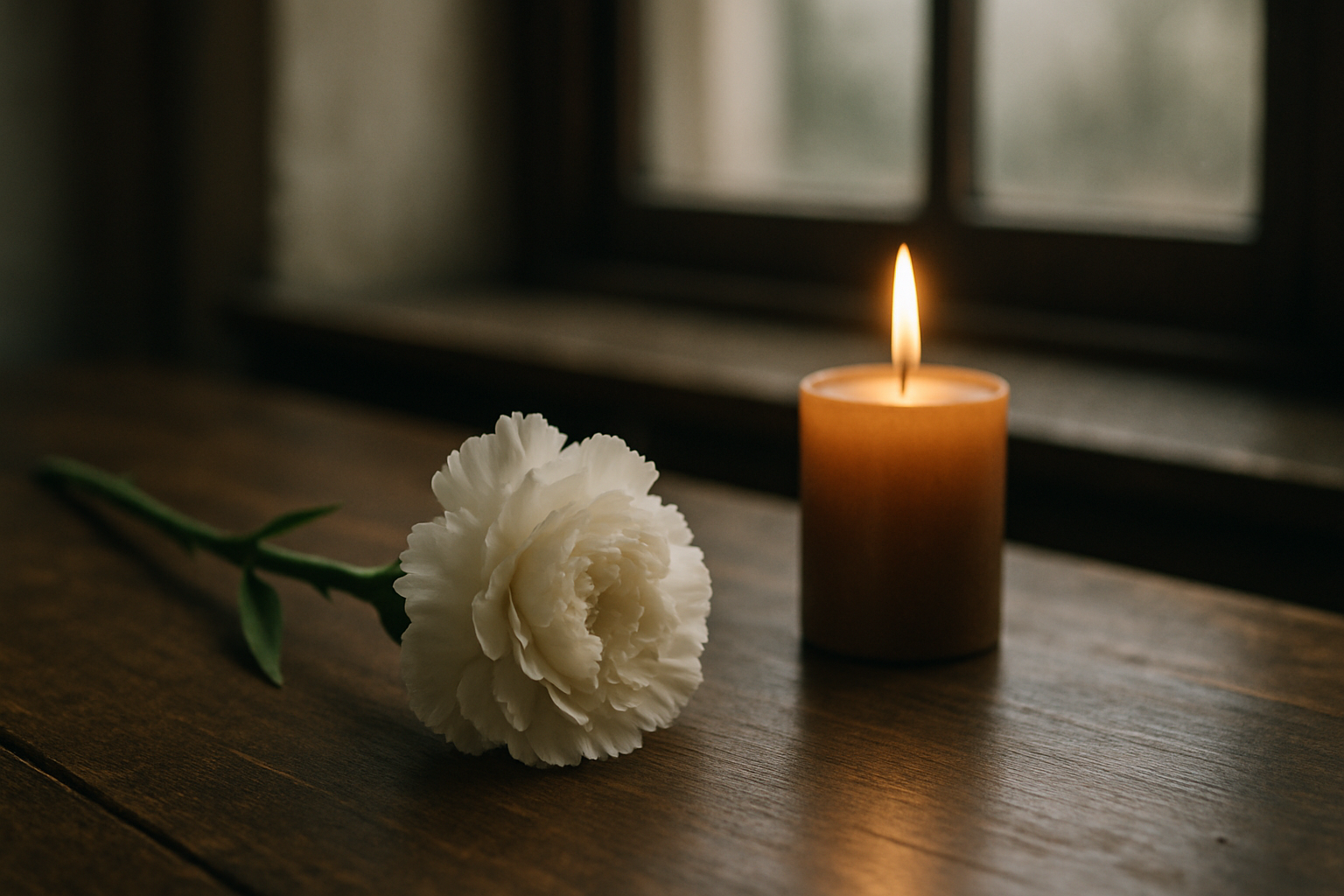A memorial flower and candle representing loss after a fatal crash